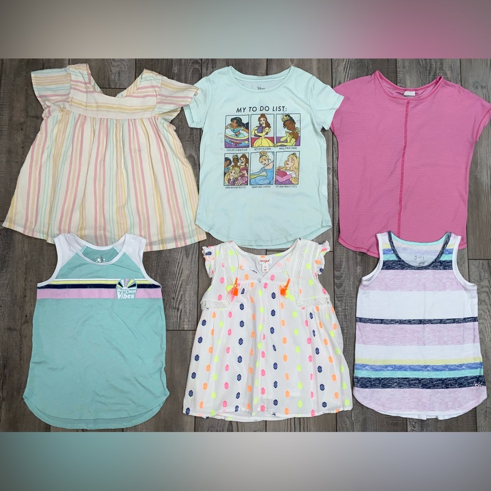 Girl’s Summer Clothing Bundle Tank Tops Blouse Lot Justice Cat & Jack Disney 7/8